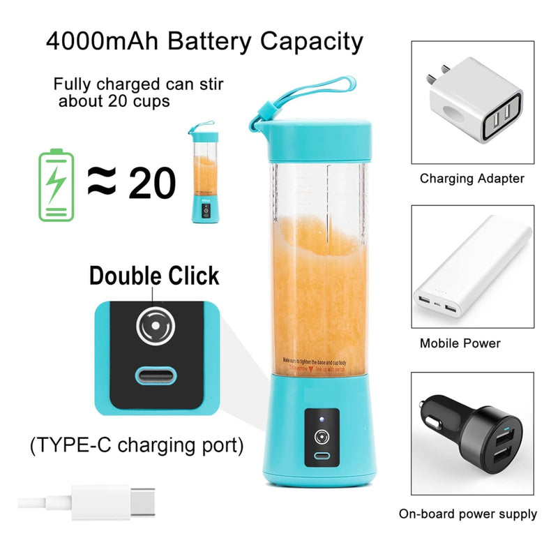 Mini Licuadora Portátil Recargable 380ml – ¡Batidos al instante donde estés! 🥤💪