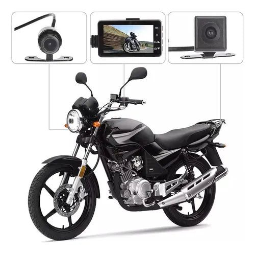 Cámara Doble DVR para Moto – Full HD 1080p, Resistente al Agua y Visión Nocturna