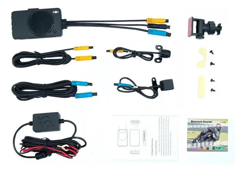 Cámara Doble DVR para Moto – Full HD 1080p, Resistente al Agua y Visión Nocturna
